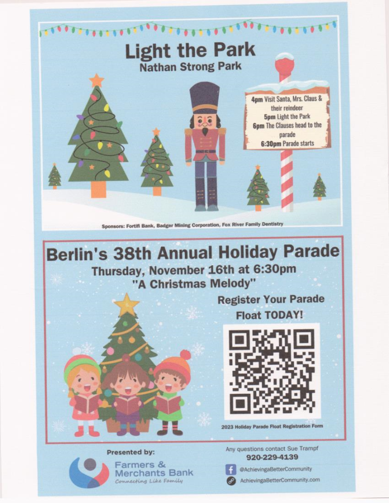 Berlin’s 38th Annual Lighted Christmas Parade Berlin, Wisconsin 54923